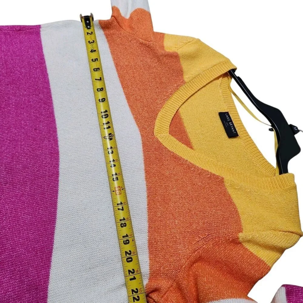 Lane Bryant Sweater Size 14/16 Striped Tunic Sweater Colorful - Picture 4 of 15
